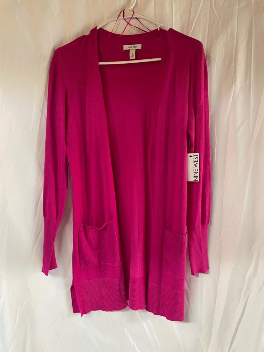 Nine West Women’s Fuchsia Open-Front Lightweight Cardigan